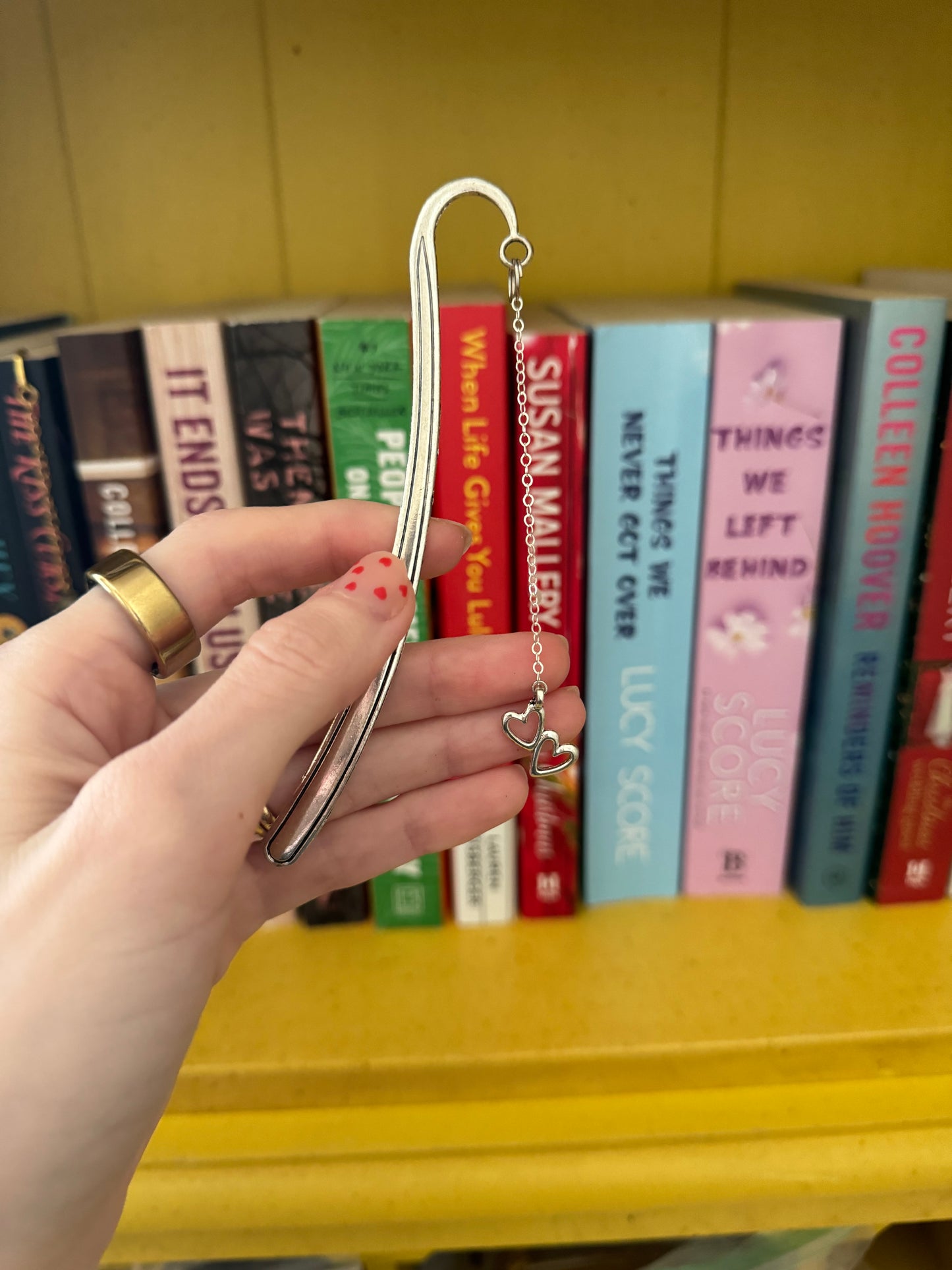 Silver Double Heart Bookmark