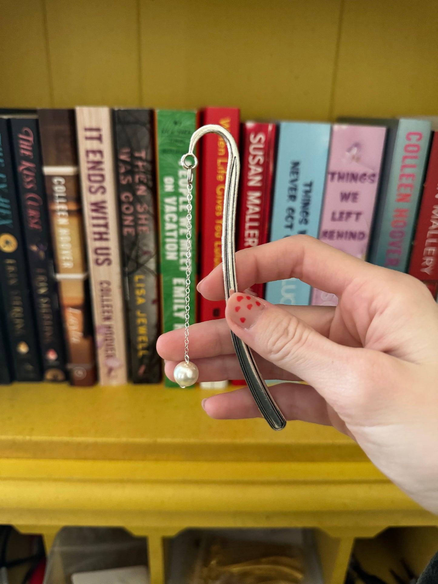 Simple Pearl Bookmark - Silver