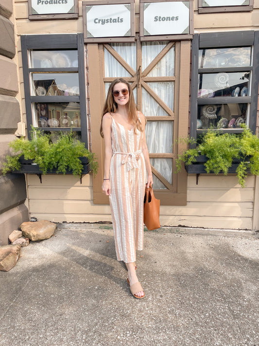 Coral Striped Jumpsuit